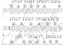 落日与晚风吉他谱,I-NK歌曲,简单指弹教学简谱,第七城市六线谱图片