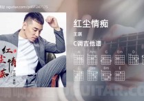 红尘情痴吉他谱,王琪歌曲,C调高清图,4张六线原版简谱