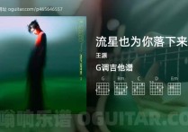 流星也为你落下来了吉他谱,王源歌曲,G调高清图,3张六线原版简谱