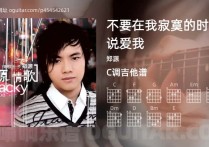 不要在我寂寞的时候说爱我吉他谱,郑源歌曲,C调高清图,5张六线原版简谱