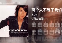 两个人不等于我们吉他谱,王力宏歌曲,C调高清图,4张六线原版简谱