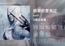 感谢你曾来过吉他谱,Ayo97歌曲,G调高清图,5张六线原版简谱