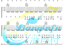 河流吉他谱,汪峰歌曲,简单指弹教学简谱,白健平六线谱图片