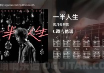 一半人生吉他谱,五月天阿信歌曲,C调高清图,4张六线原版简谱