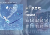 来不及勇敢吉他谱,周深歌曲,C调指弹简谱,4张教学六线谱