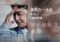 再努力一点点吉他谱,贺一航歌曲,C调高清图,4张六线原版简谱