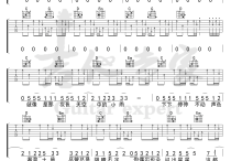 形容吉他谱,原版歌曲,简单治愈系弹唱教学,六线谱指弹简谱四张图