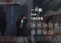 一片痴吉他谱,张国荣歌曲,C调高清图,4张六线原版简谱