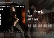 每一个音符吉他谱,谢天笑歌曲,G调指弹简谱,6张教学六线谱