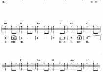 忘不了吉他谱,原版歌曲,简单C调弹唱教学,六线谱指弹简谱1张图