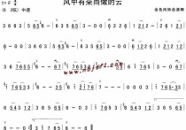 风中有朵雨做的云（二胡谱）吉他谱,原版歌曲,简单F调弹唱教学,六线谱指弹简谱1张图