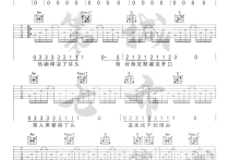 落差吉他谱,原版歌曲,简单C调弹唱教学,六线谱指弹简谱三张图