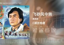 飞砂风中转吉他谱,周润发歌曲,C调高清图,6张六线原版简谱