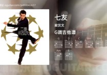 七友吉他谱,梁汉文歌曲,G调高清图,5张六线原版简谱
